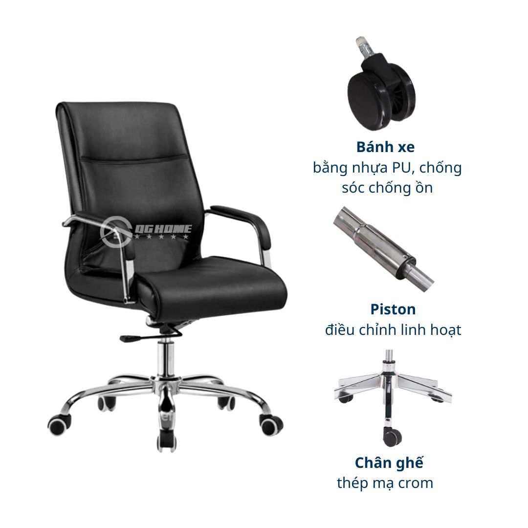 Ghe da van phong QGD02 Chat lieu Ghe da van phong QGD02 Chat lieu