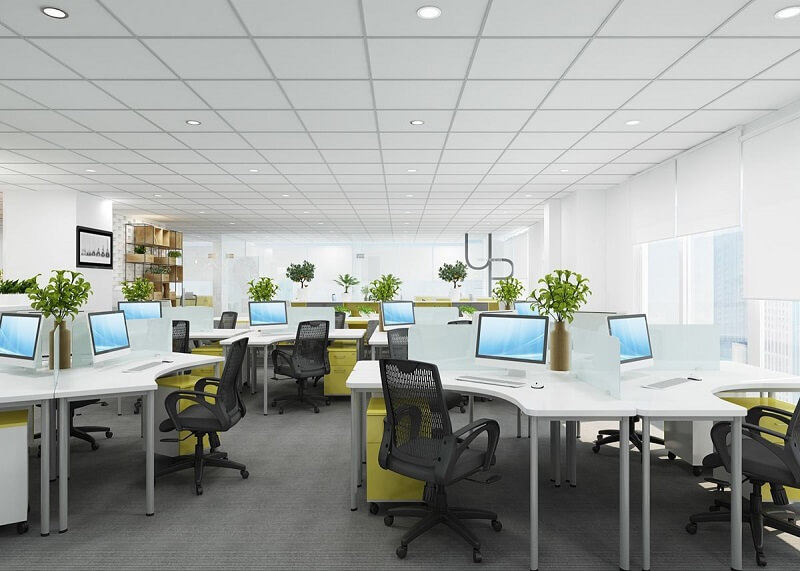 thiet ke phong lam viec noi cong so co cay xanh