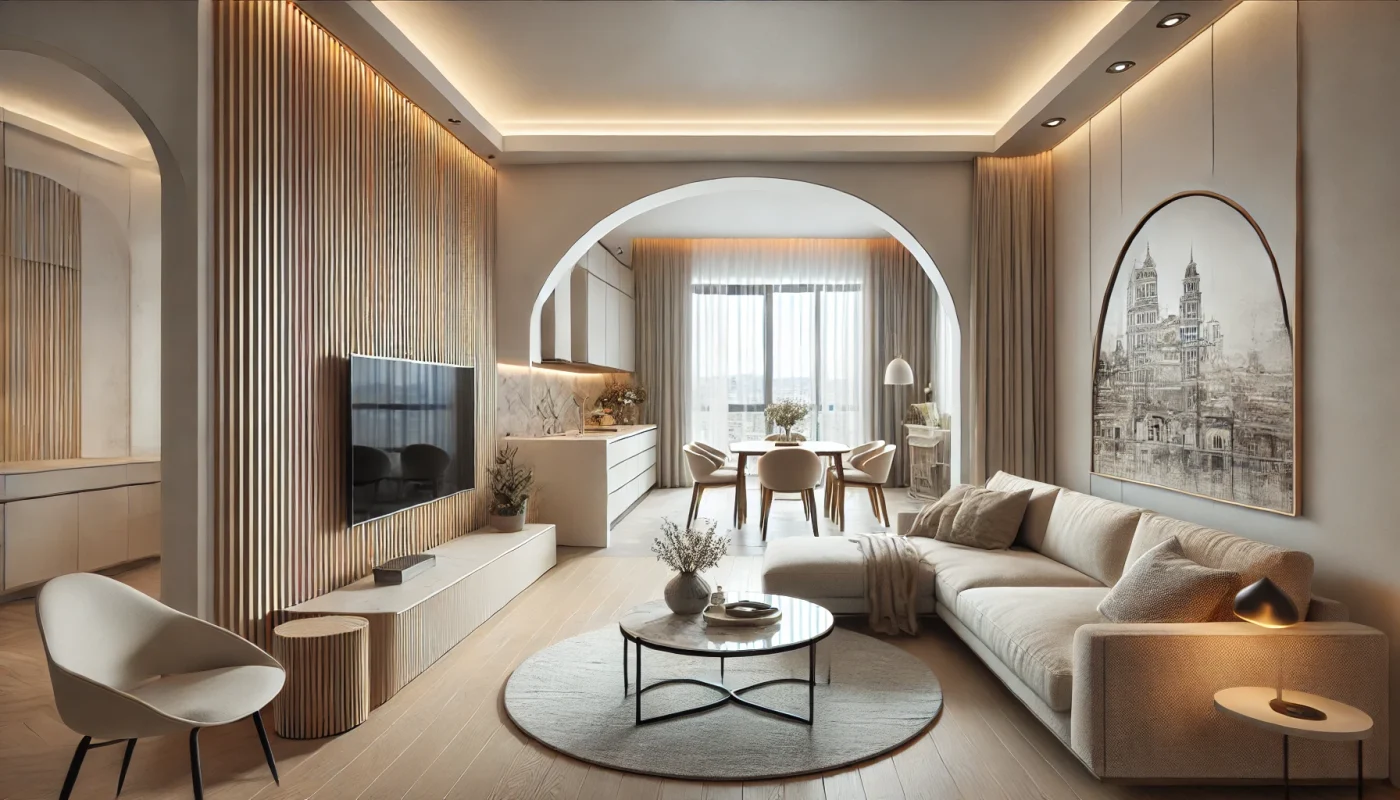 phong khach chung cu thong bep hien dai